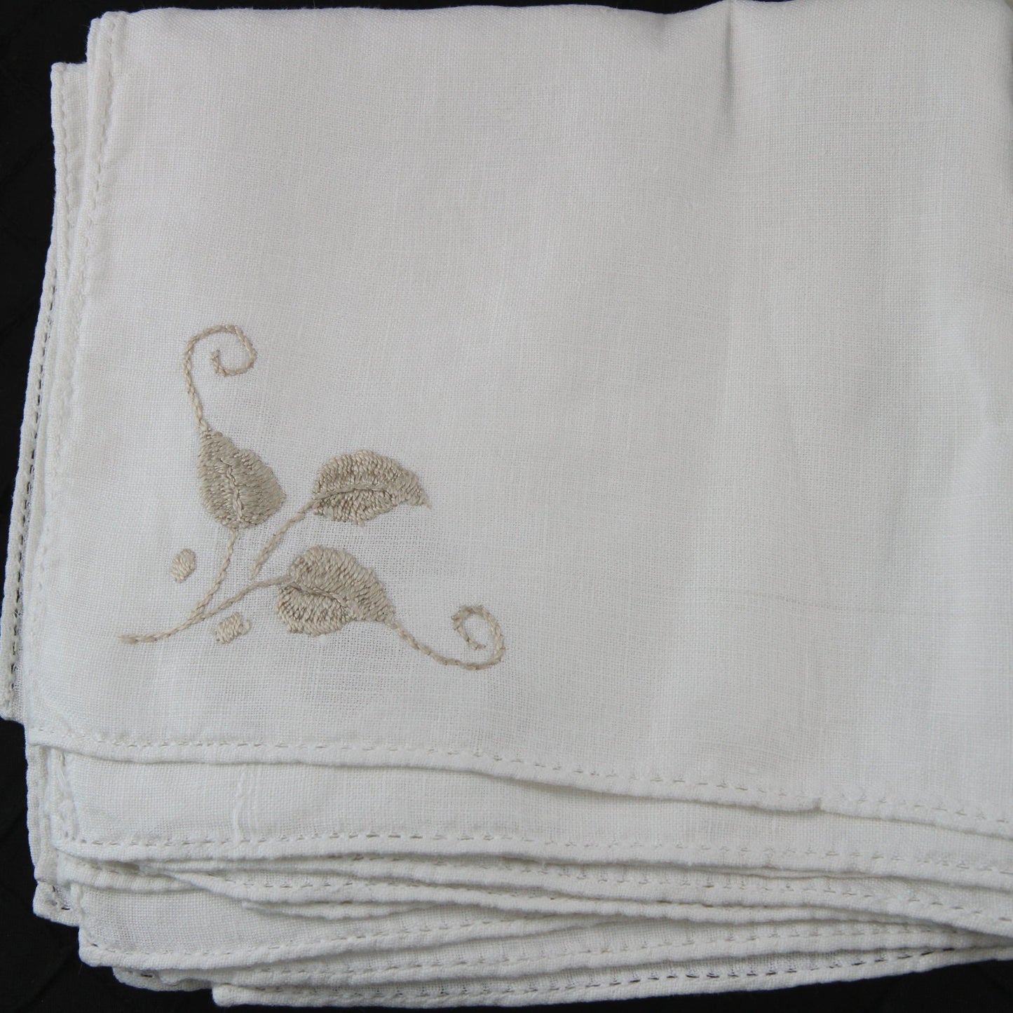 Two Lots of 8 Napkins, Total 16, Damask 18 x 17,  Linen 16 x 15, Baltman, Italy