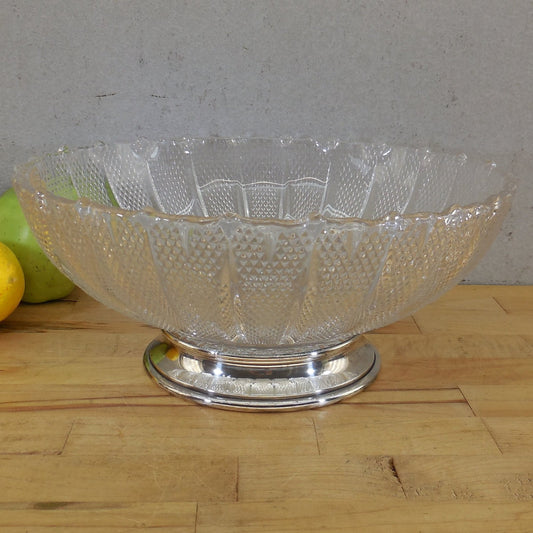 Vintage Kirk & Son Sterling Silver Base 11" Serving Bowl Diamond Point 34