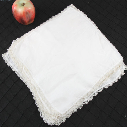 Vintage Nine 9 Fine Linen Hand Made Off White Napkins Made Lace 11 1/2" Square