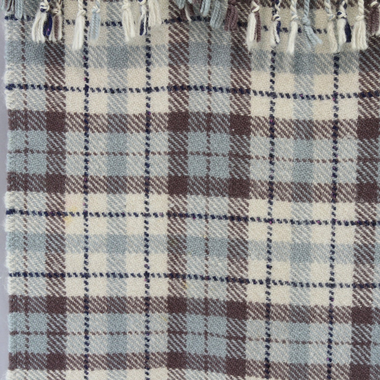 Vintage Artist Julie Rheem Handmade Wool Tartan Fringed Throw Wrap 29" X 50"
