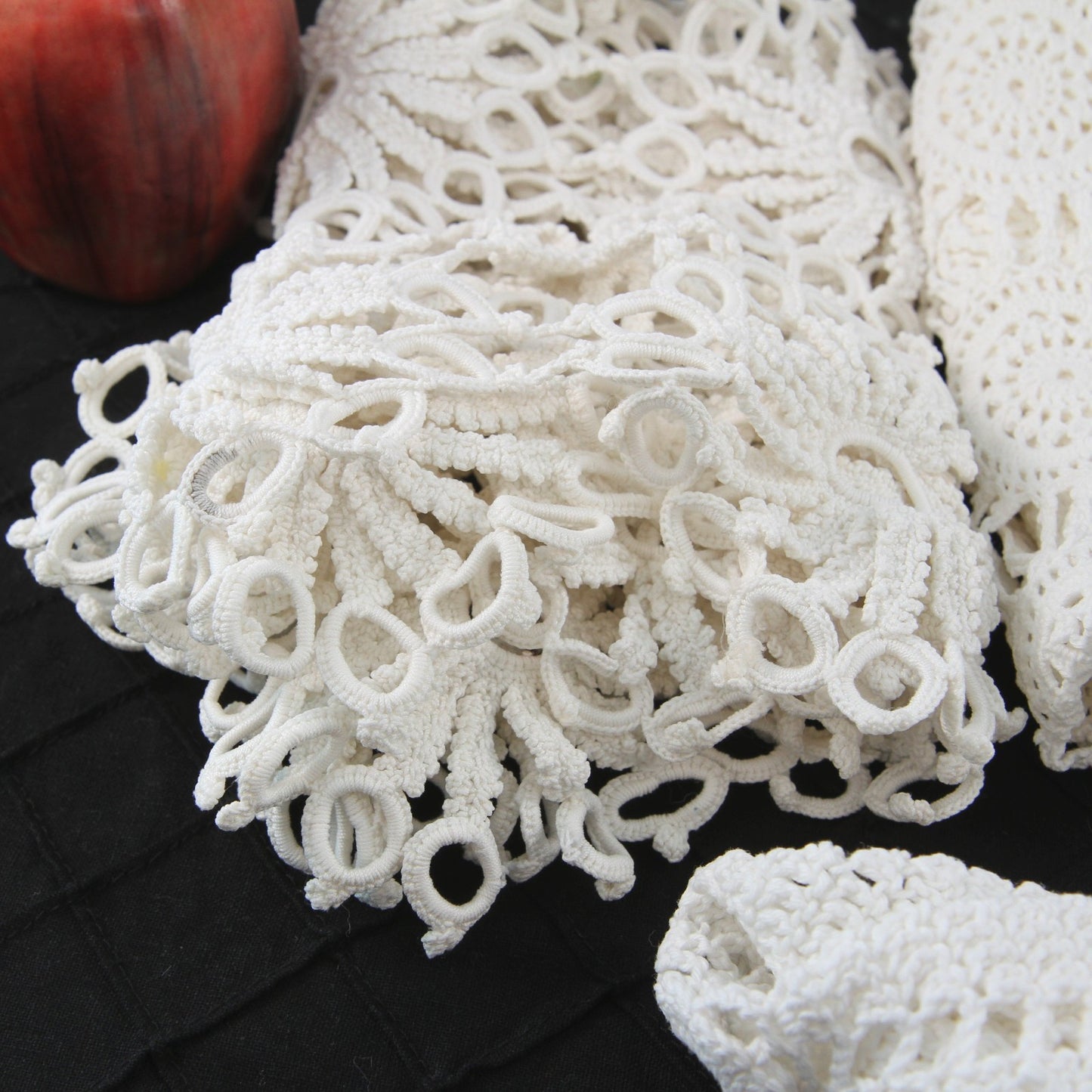 Four Large Heavy Crochet Pieces Runner Decor