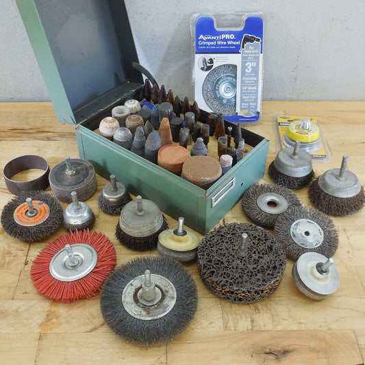 Estate 53 Lot 1/4" Shaft Grinding Bits Wire Wheels Carbide Burr Severance Ford