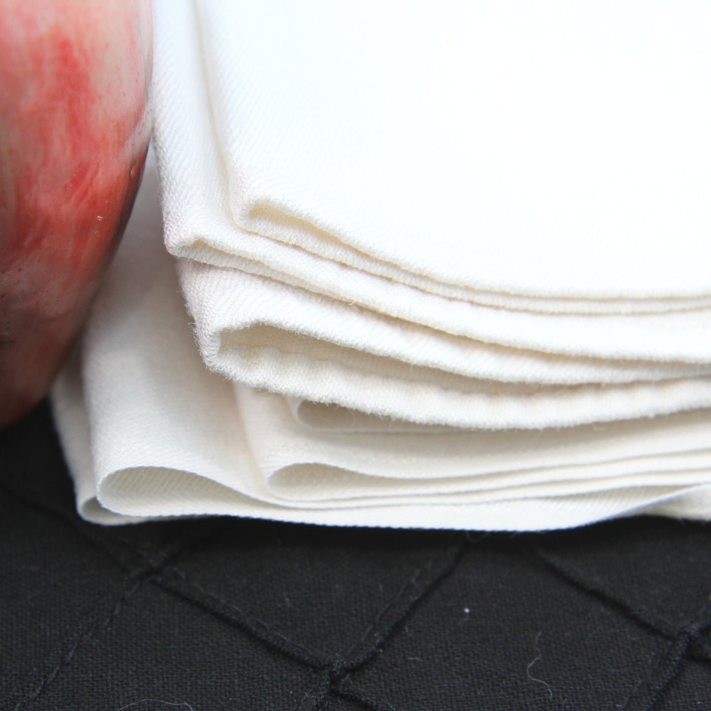 Vintage Set 6 Bone Neutral Large Damask Dinner Napkins Leaves Design 18"