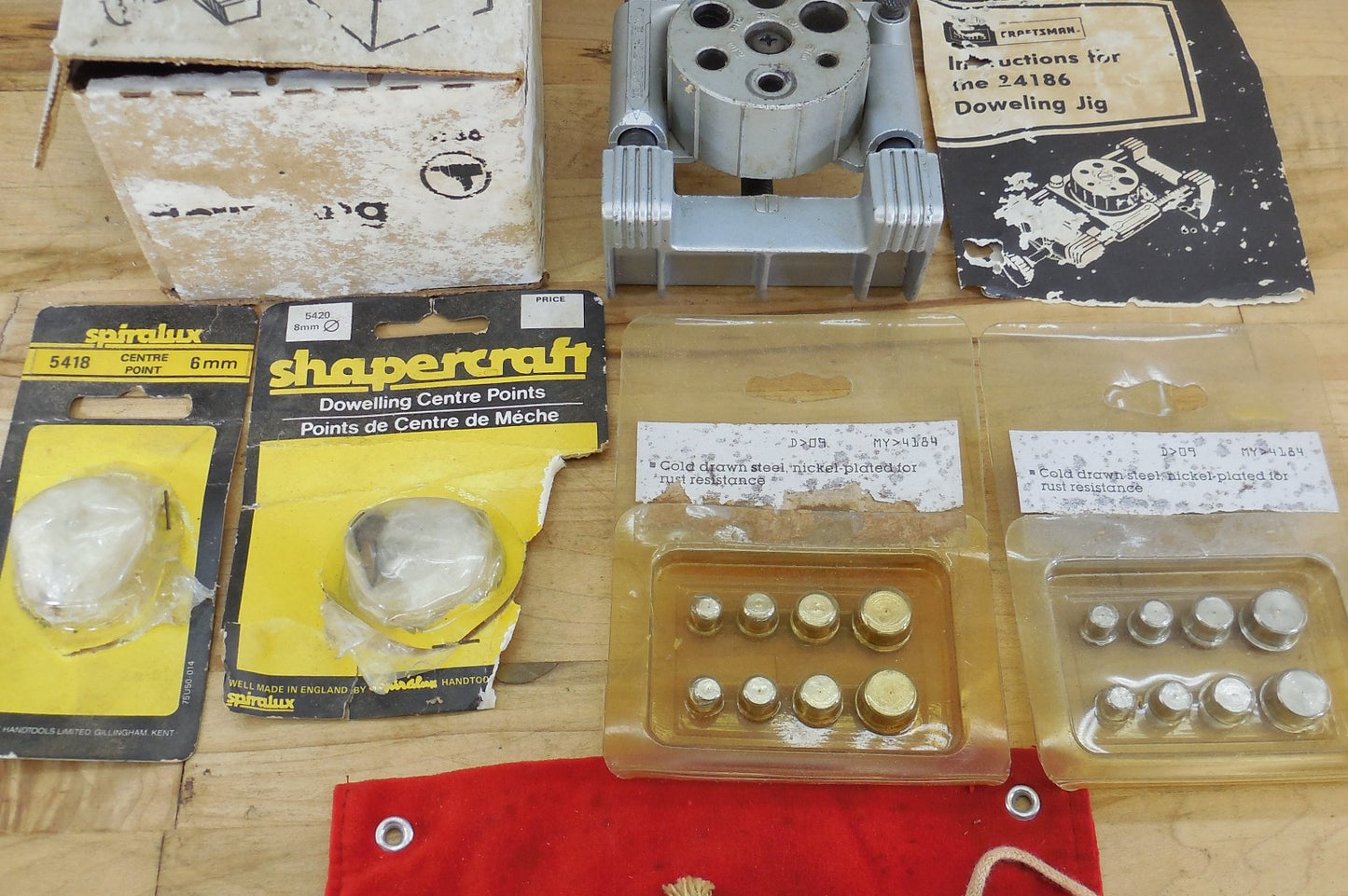 Estate Vtg. Lot Craftsman Doweling Jig Centre Points Plug Cutters Wood Dowels