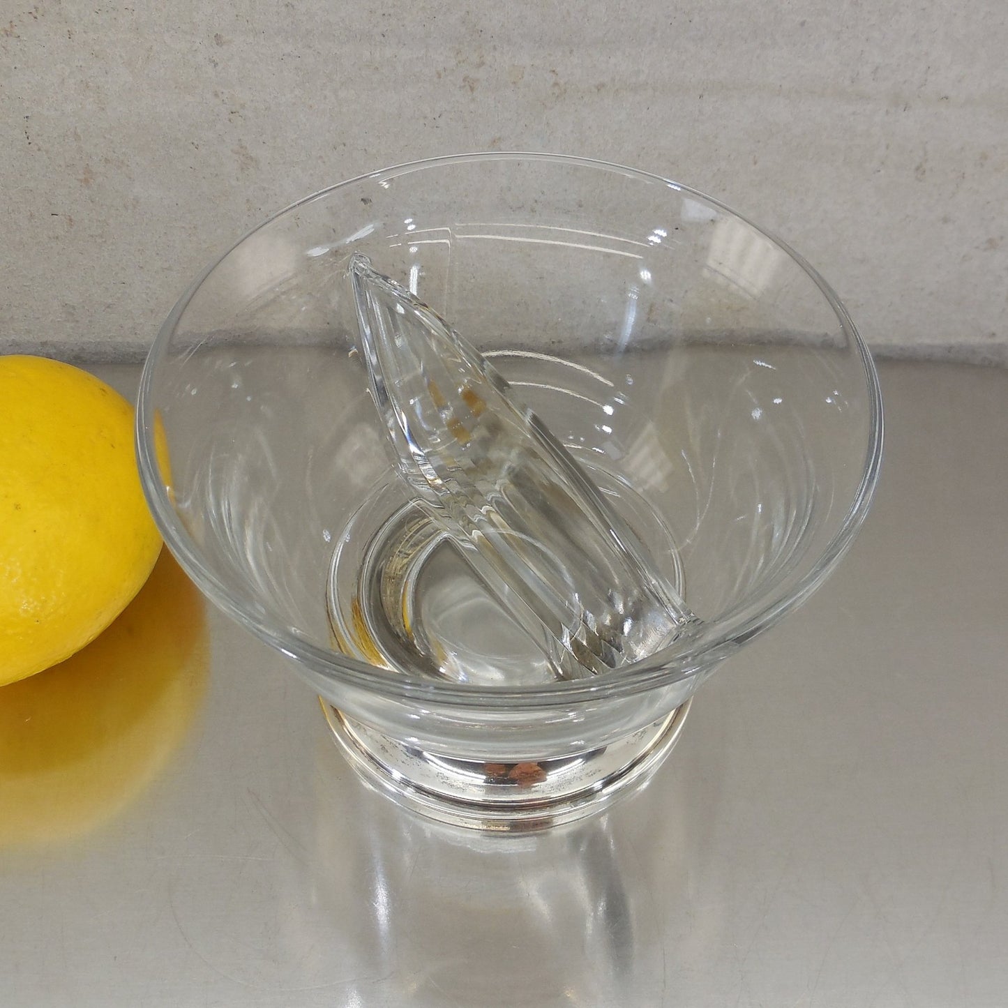 R. Blackington Sterling Silver Pedestal Divided Glass Relish Mayo Mustard Bowl