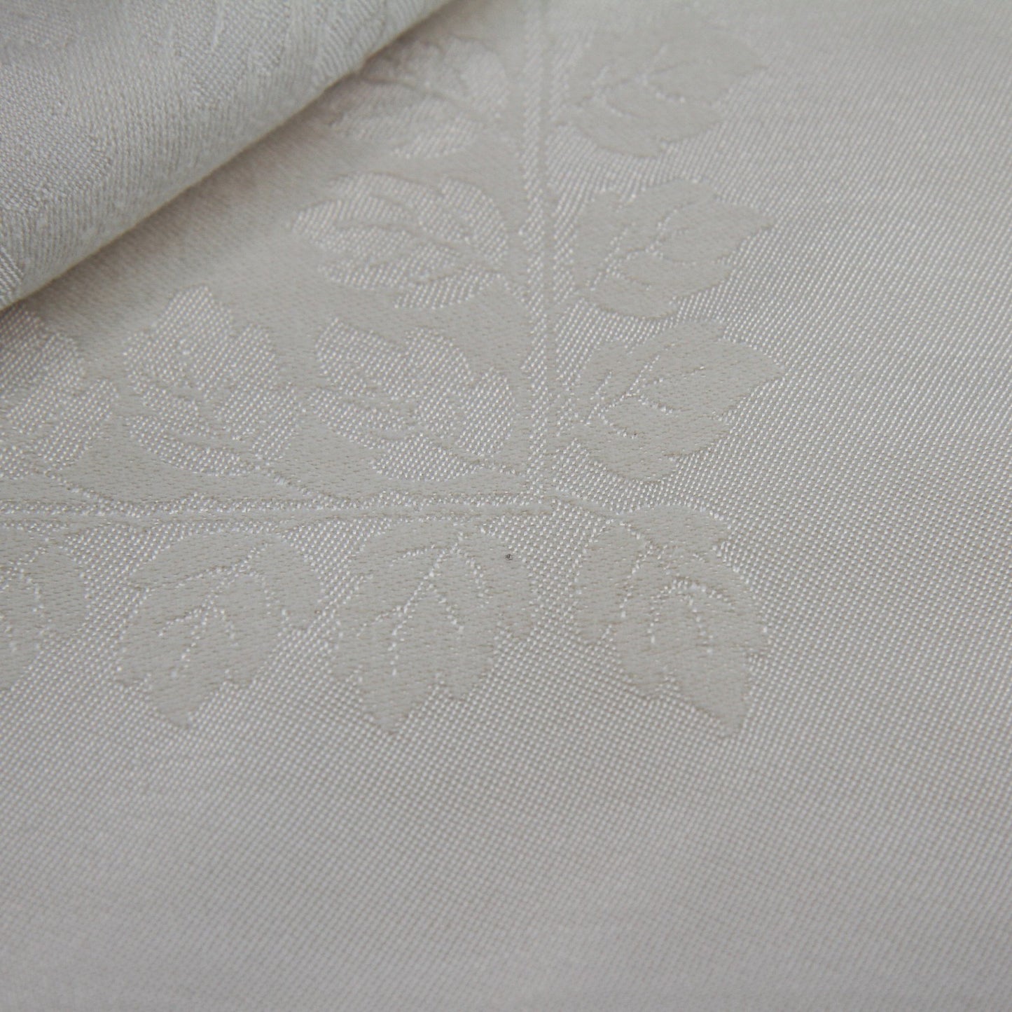 Vintage Set 6 Bone Neutral Large Damask Dinner Napkins Leaves Design 18"
