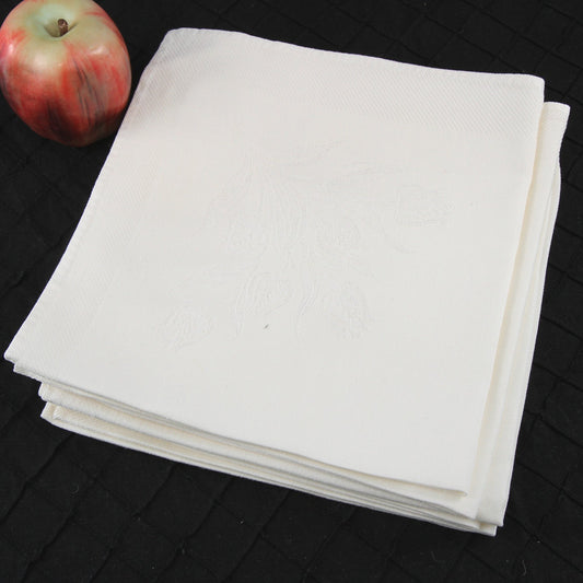 Five Vintage Elegant Damask Dinner Napkins Ivory Tulip Design 17 1/2" X 19"