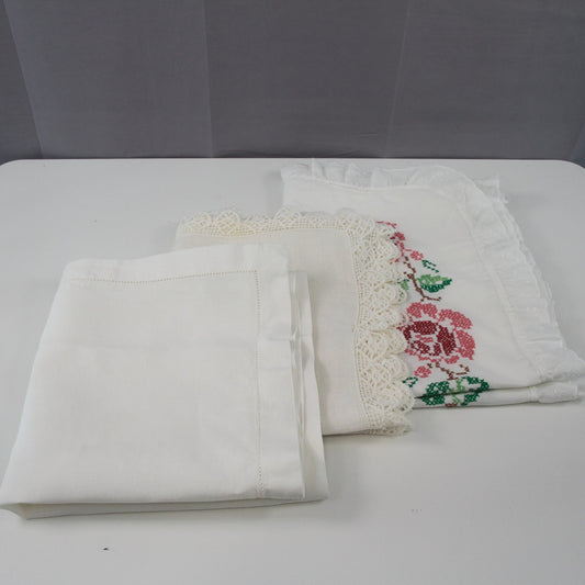 Set of 3 Vintage Cloth Table Runners Embroidered MCM Special