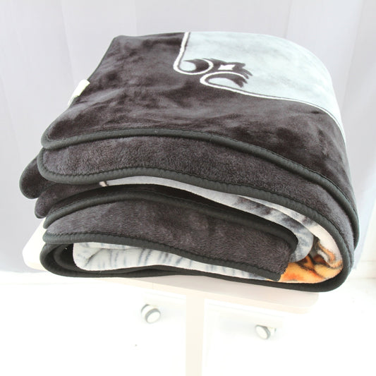 Vtg. Honey 2002 Plush Blanket Wolf & Eagle 80W X 92 1/2L