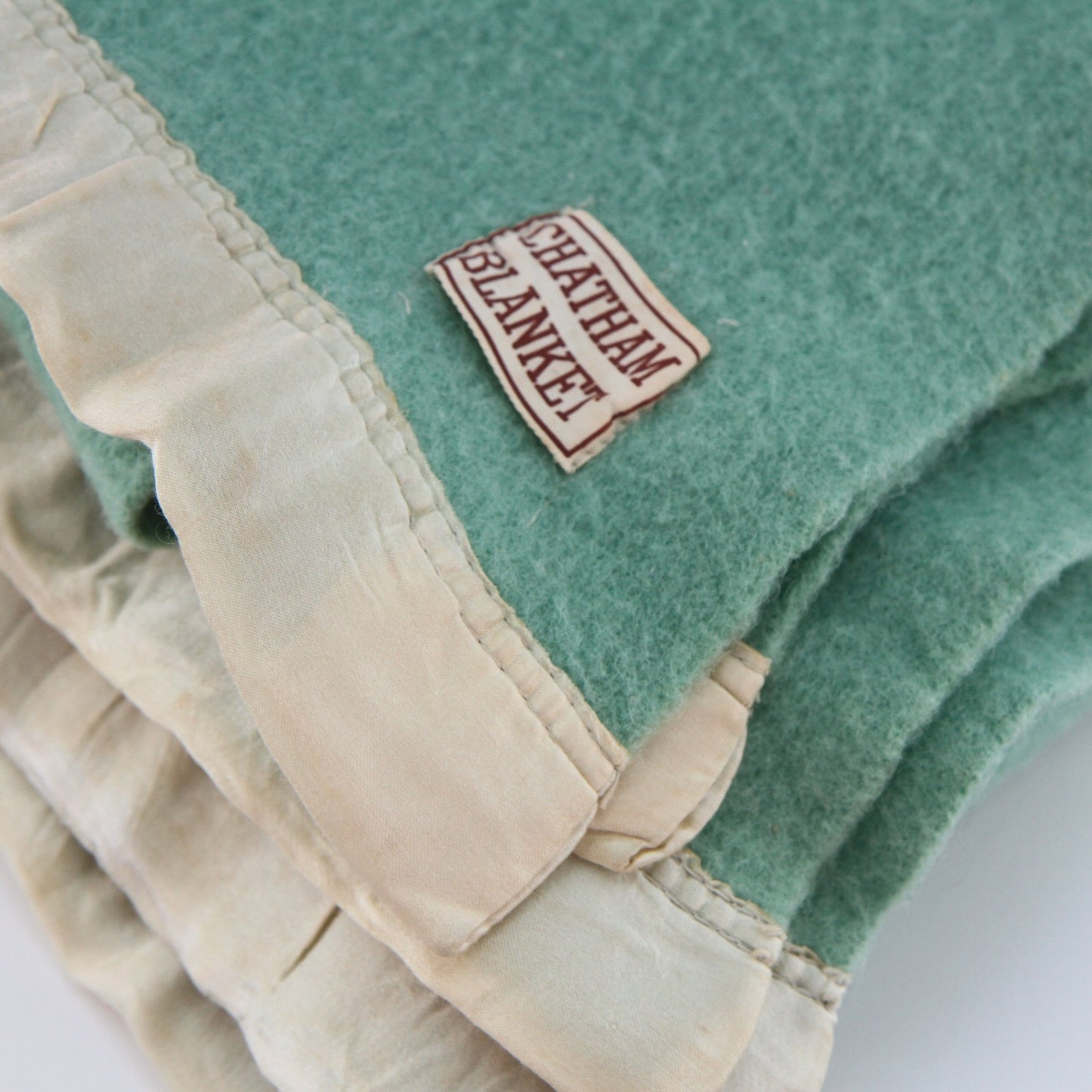 Vintage Chatham Wool Blanket Solid Green 56W X 68L