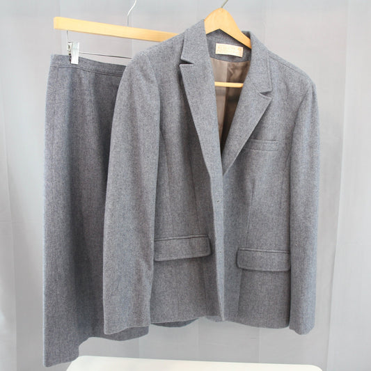 Vintage 1980s Pendleton Womens Wool Two Piece Suit  Grey Blue USA