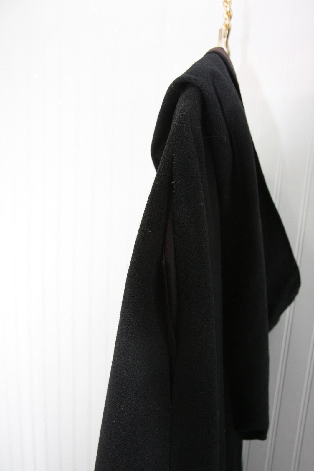 Vintage Hand Sewn Black Wool Cloak Satin Lined Theatre Stage Costume