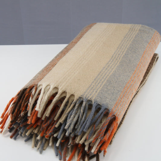 Vintage Faribo Senica Southwest Design Fringed Wool Afghan Throw 52" X 54"