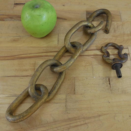 Antique Gold tone Cast Iron 1/2" Chandelier 5 Link Chain 2.25" x 3.75" Heavy