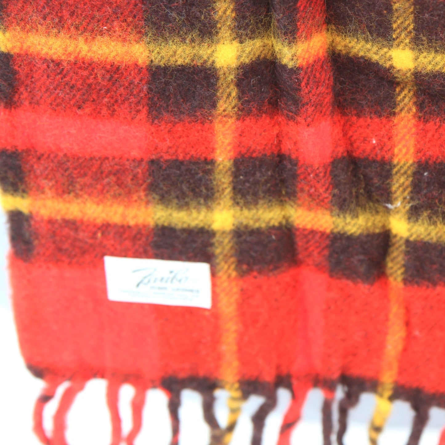 Vintage Faribo Fluff-Loomed Plaid Throw 52W X 54L