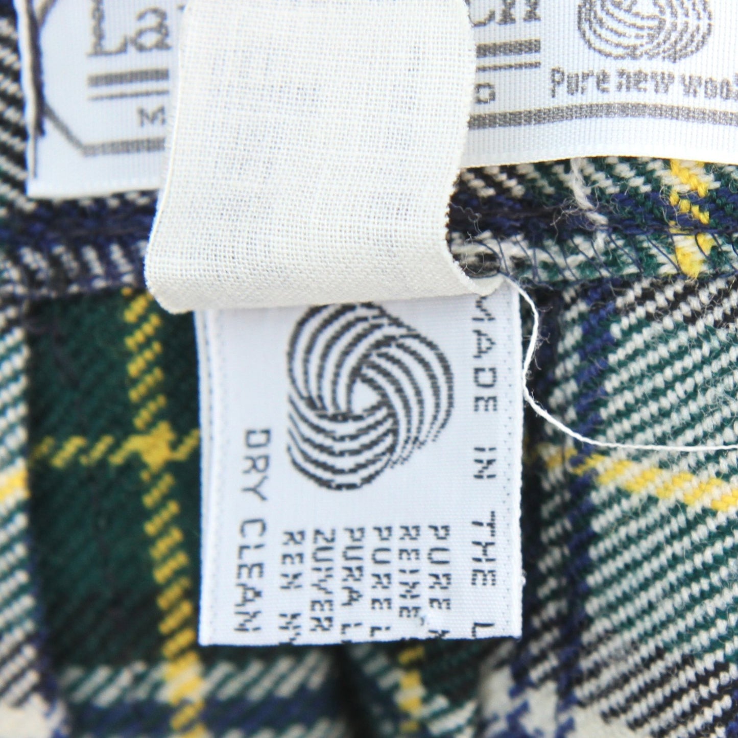 Laird-Portch Gordan Tartan Plaid Skirt Pleated Flat Front Leather Belt Waist 24"