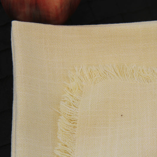Set 8 Vintage Yellow Linen Napkins Fringe Edge 16" Square
