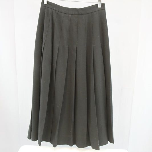 Womens JH Collectible Maxi Long 31" Black Wool Pleated Skirt Waist 26" Size 8