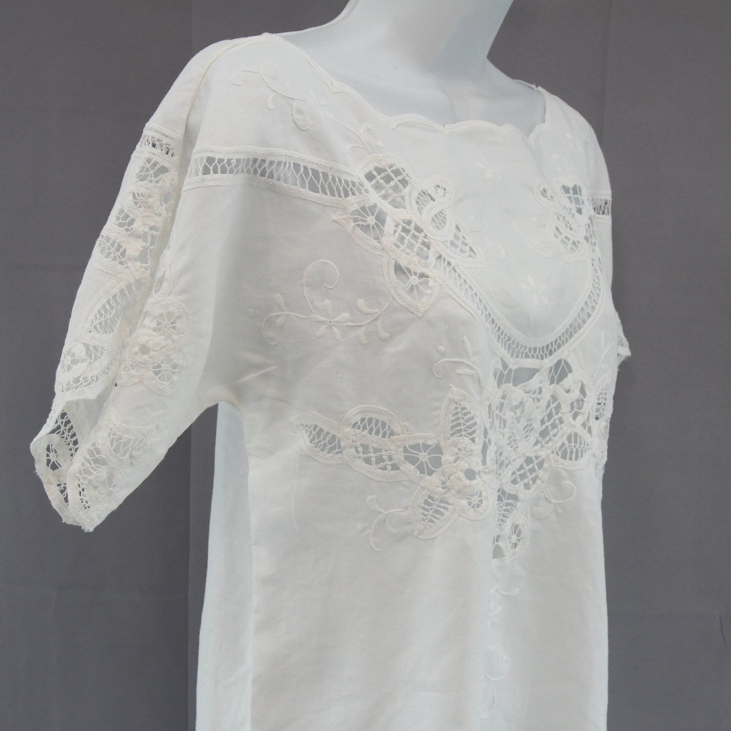 White Linen Womens Pant Suite, Matching Separates, Battenberg Lace