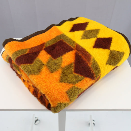 Vintage Biederlack Reversible Geometric Throw Blanket West Germany 56W X 74L