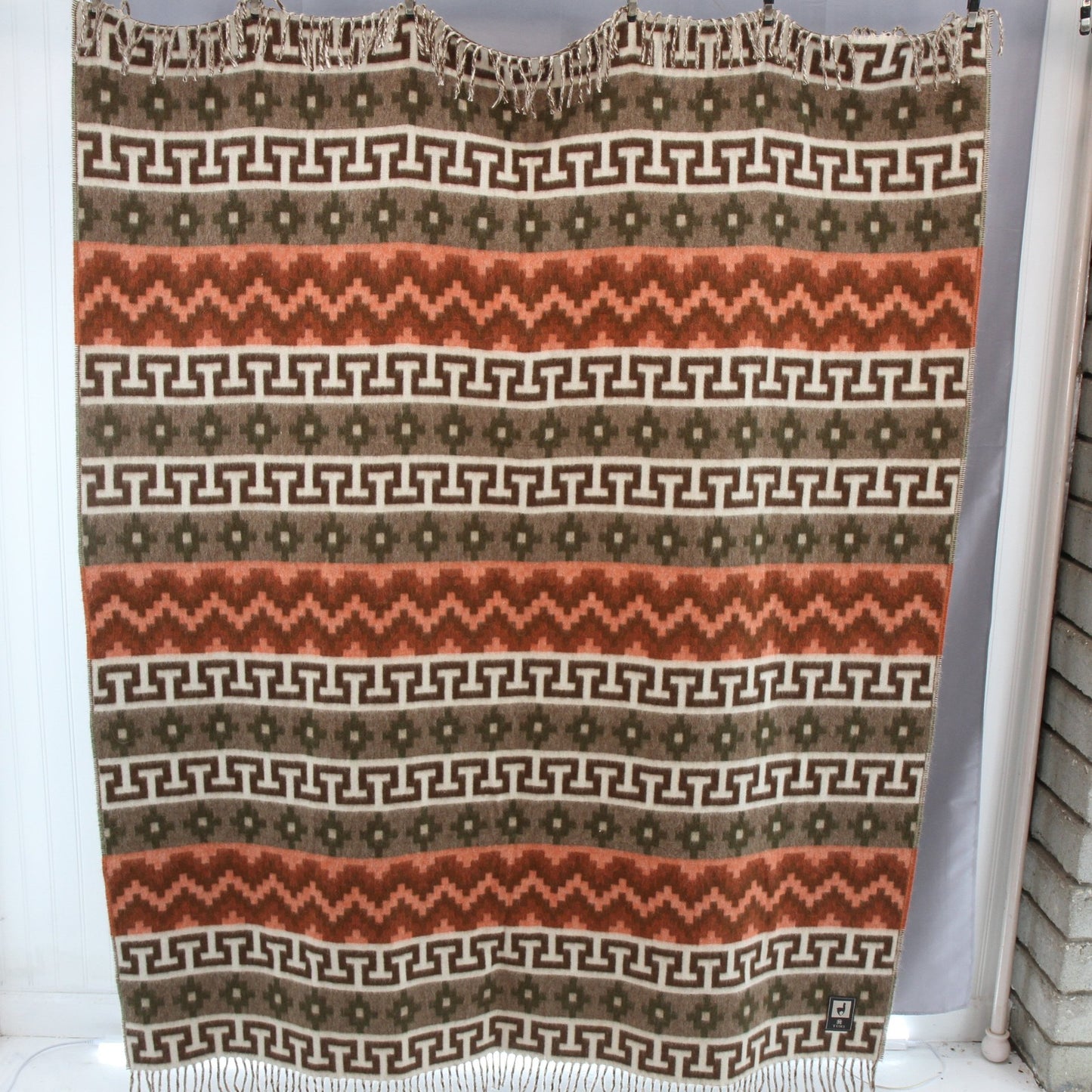 Tumi Alpaca Fringed Blanket Throw Southwest Design 52W X 64L