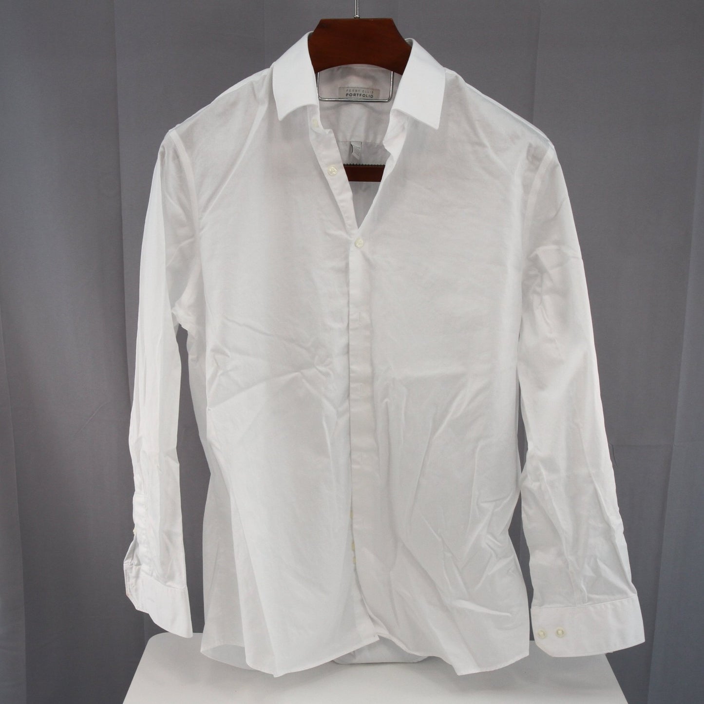 Perry Ellis Portfolio Mens White Cotton/Polyester Dress Shirt 16 1/2 x 34/35
