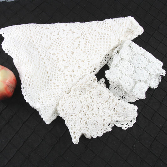 Collection Vintage White Crochet Table Decor Hand Made