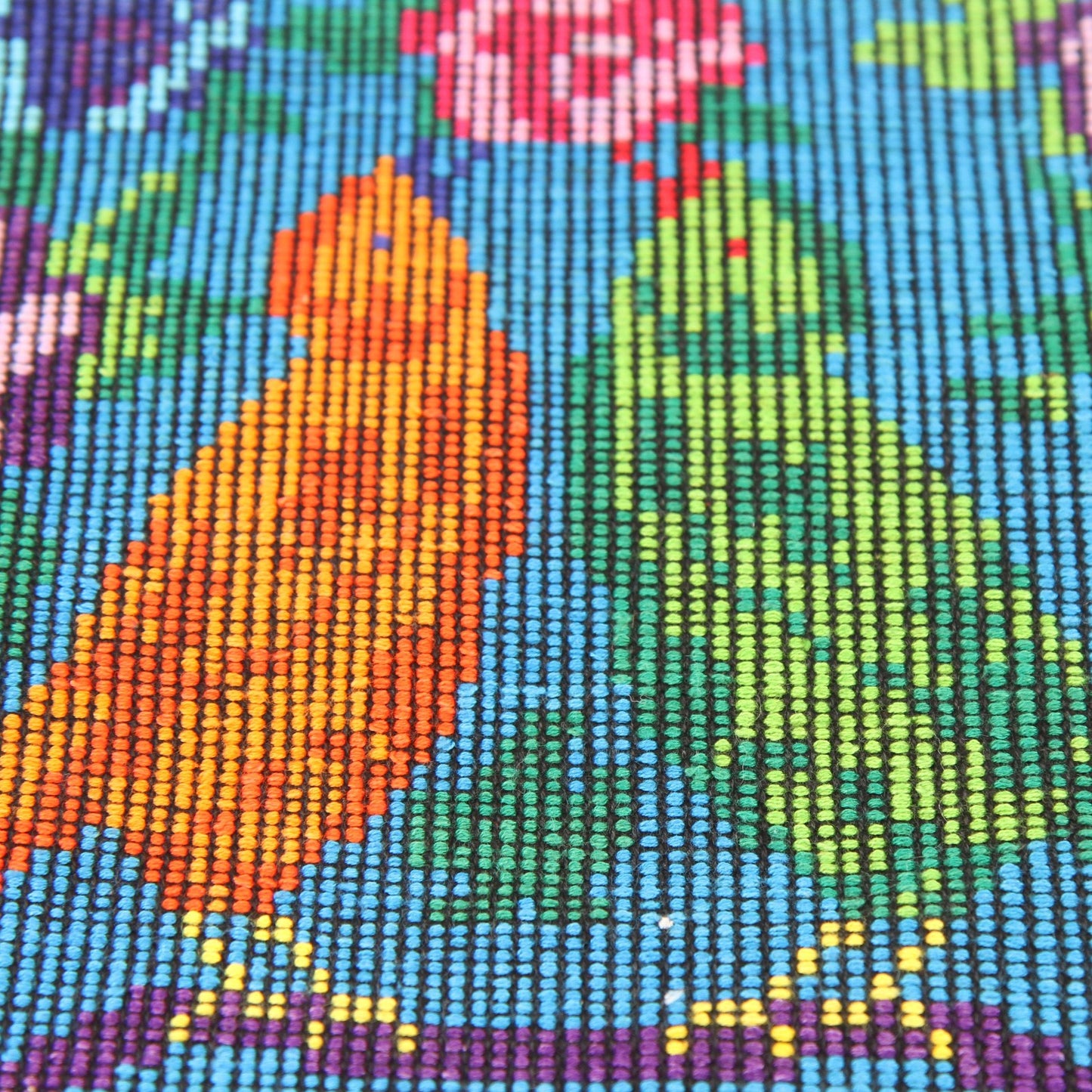Vintage Ukrainian Woven Embroidered Table Runner Birds and Flowers