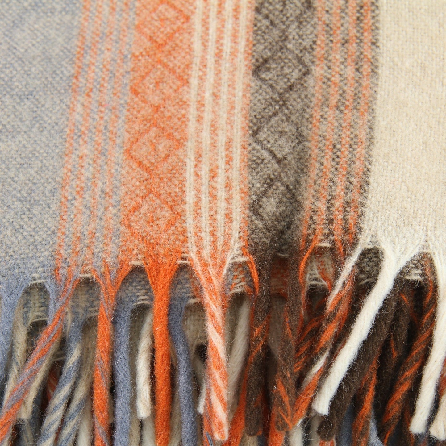 Vintage Faribo Senica Southwest Design Fringed Wool Afghan Throw 52" X 54"