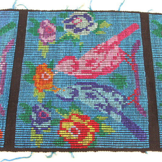 Vintage Ukrainian Woven Embroidered Table Runner Birds Flowers 54" X 10"