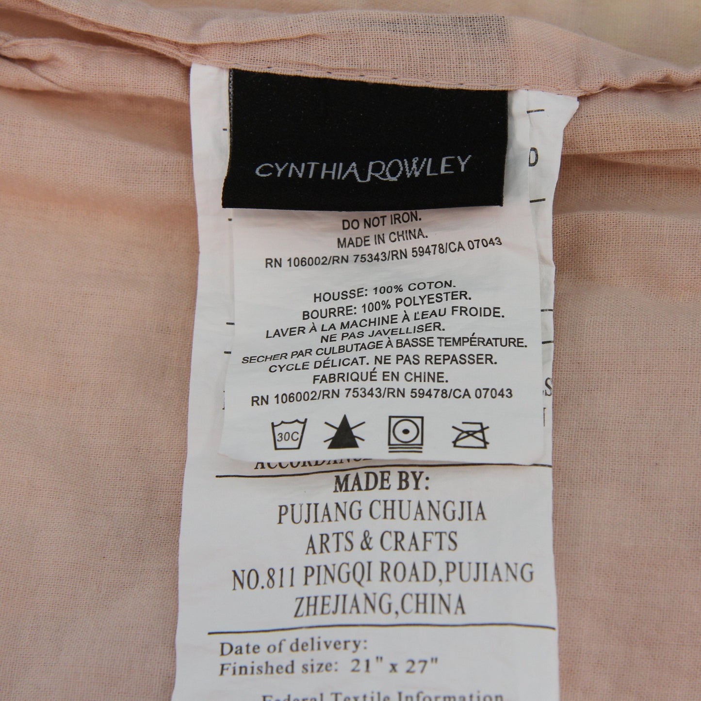 Cynthia Rowley Quilted Pink Bed Cover Bedspread 66 X 84 w/One Sham 21 X 27