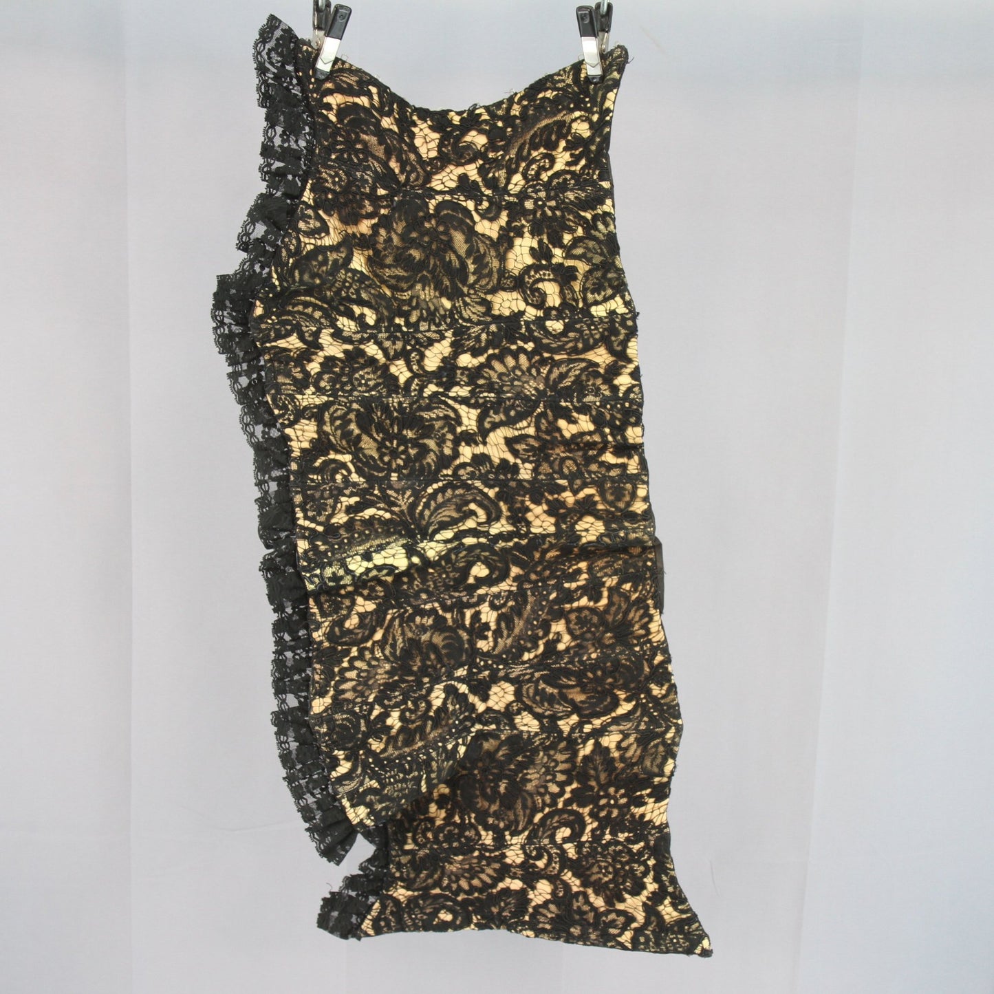 Vintage Mid Century Black Lace Satin Circus Performer Bustier