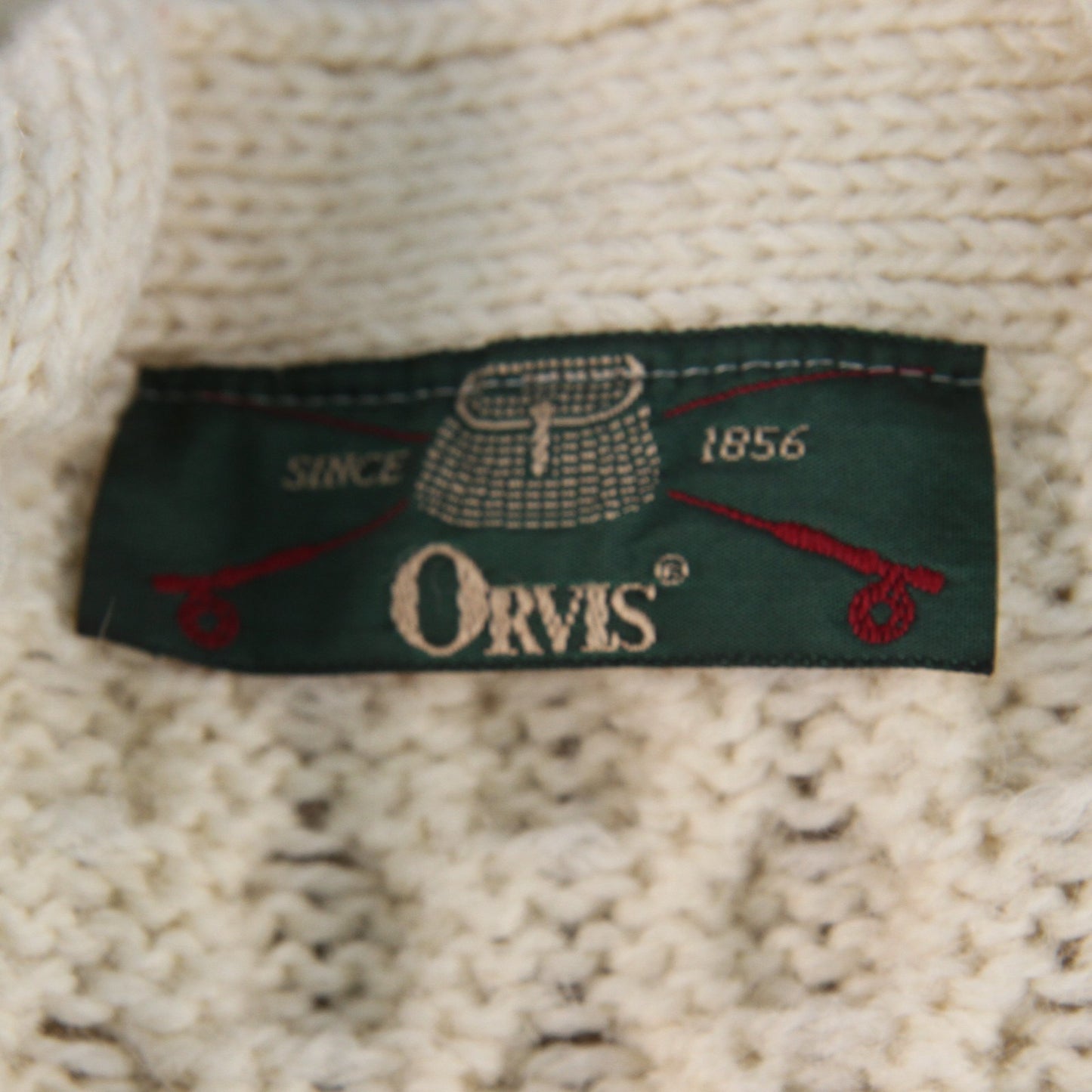 Vintage Orvis Mens Fisherman Aran Wool Knit Cadigan Sweater Ireland 4 Button