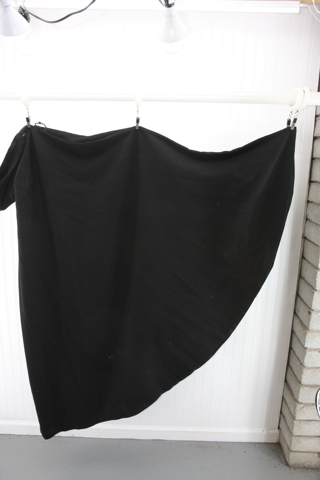 Vintage Hand Sewn Black Wool Cloak Satin Lined Theatre Stage Costume