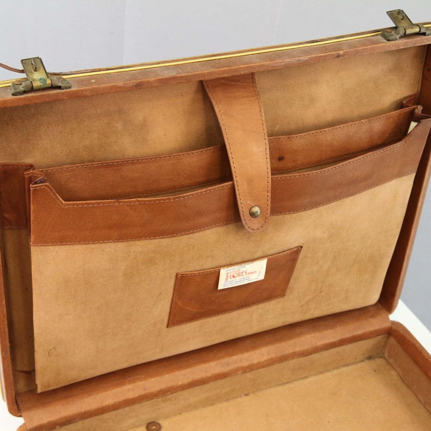 Vintage Flores Bags Embossed Leather Hard Side Briefcase for Refurb