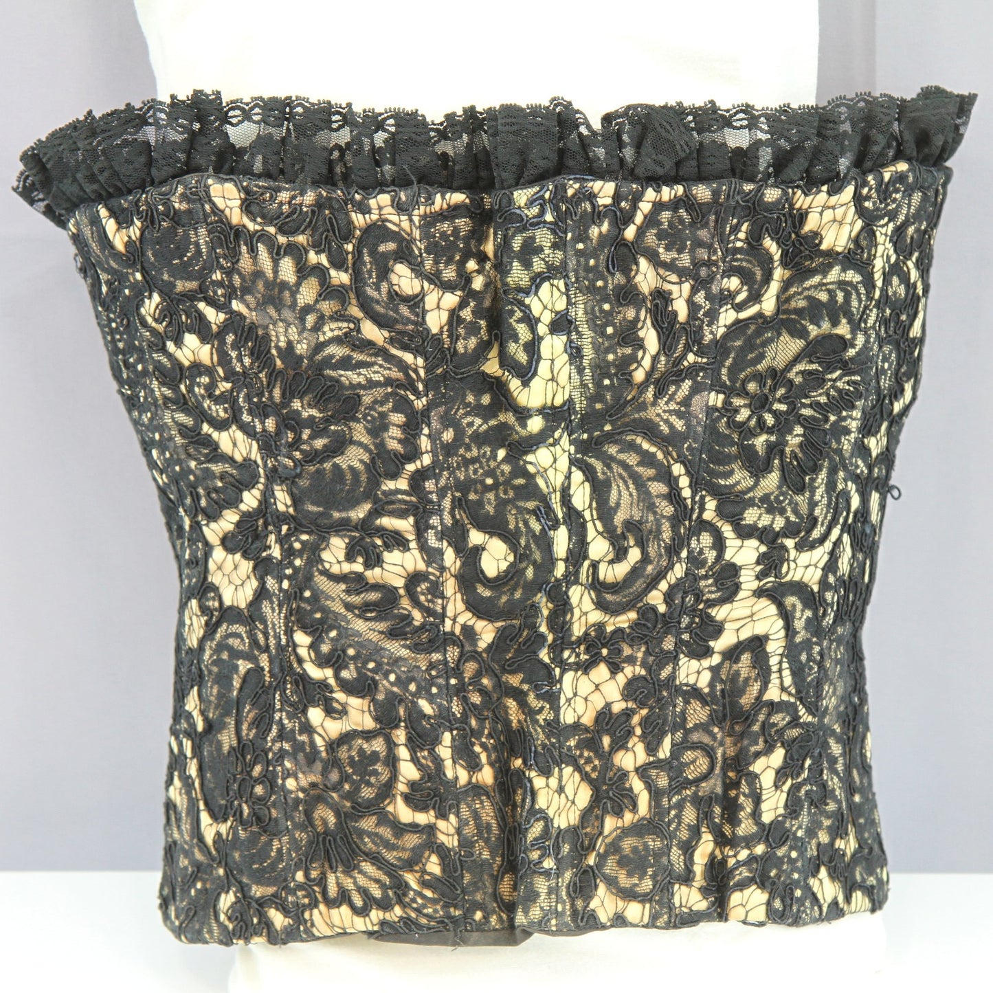 Vintage Mid Century Black Lace Satin Circus Performer Bustier