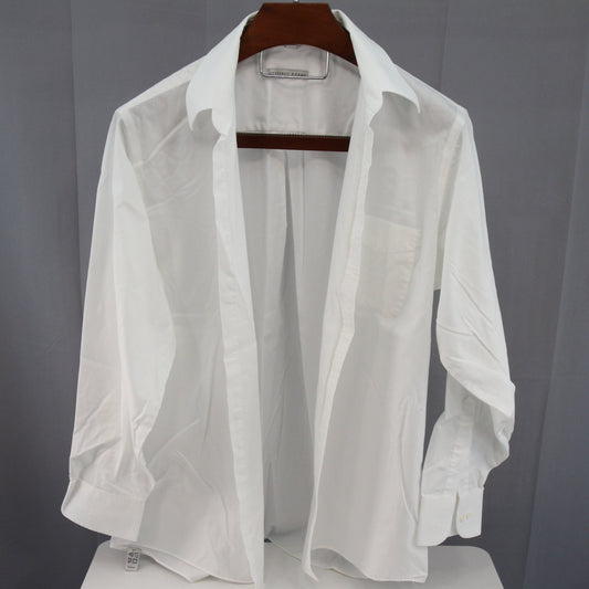 Geoffrey Beene Pinpoint Oxford Mens White Dress Shirt Cotton/Polyester 17 34/35