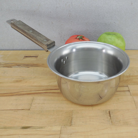 Farberware 1970's Advantage Stainless Tri-Ply 1 Quart Saucepan Birch Handle Vintage