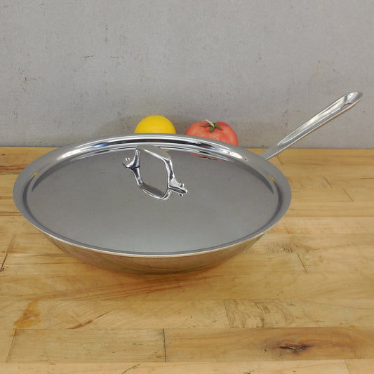 All-Clad USA D3 Stainless Tri-Ply 12" Fry Pan Skillet Lid Cleaned Polished
