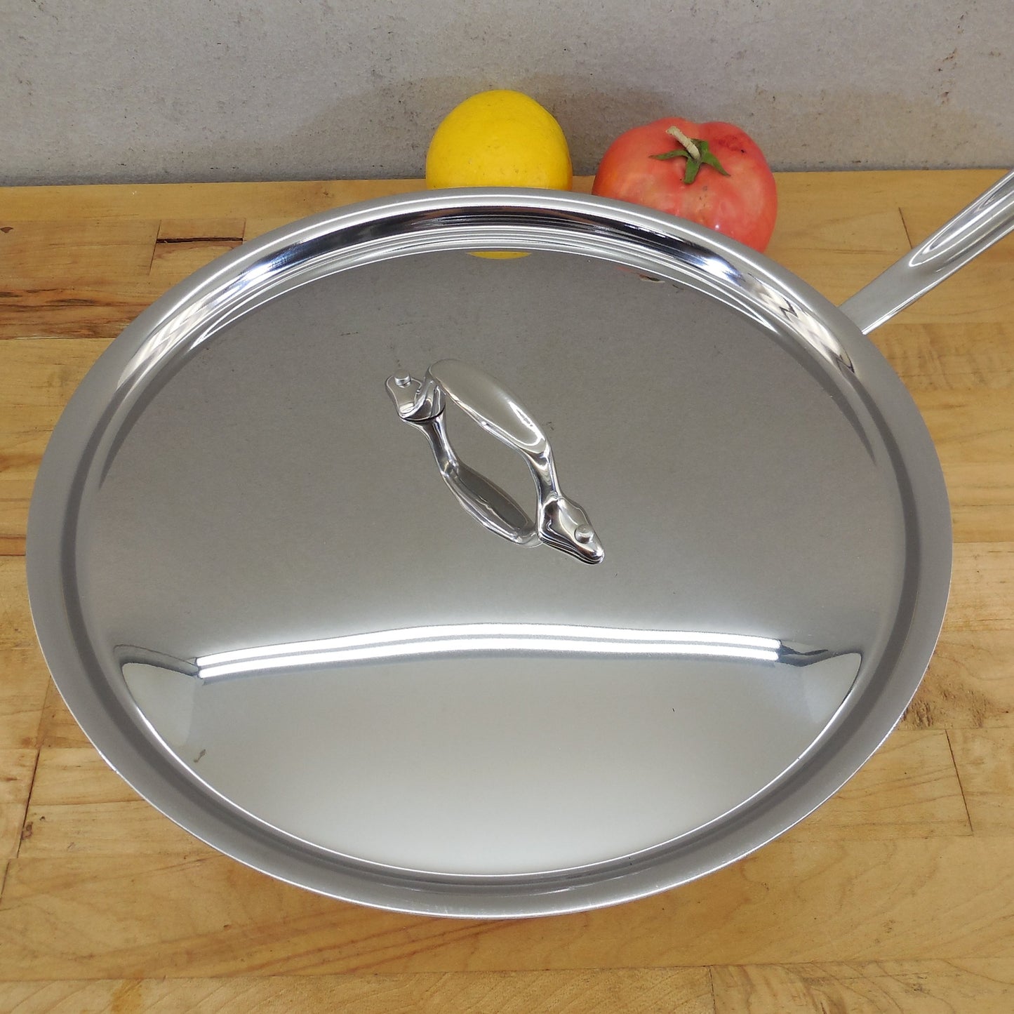 All-Clad USA D3 Stainless Tri-Ply 12" Fry Pan Skillet Lid Cleaned Polished