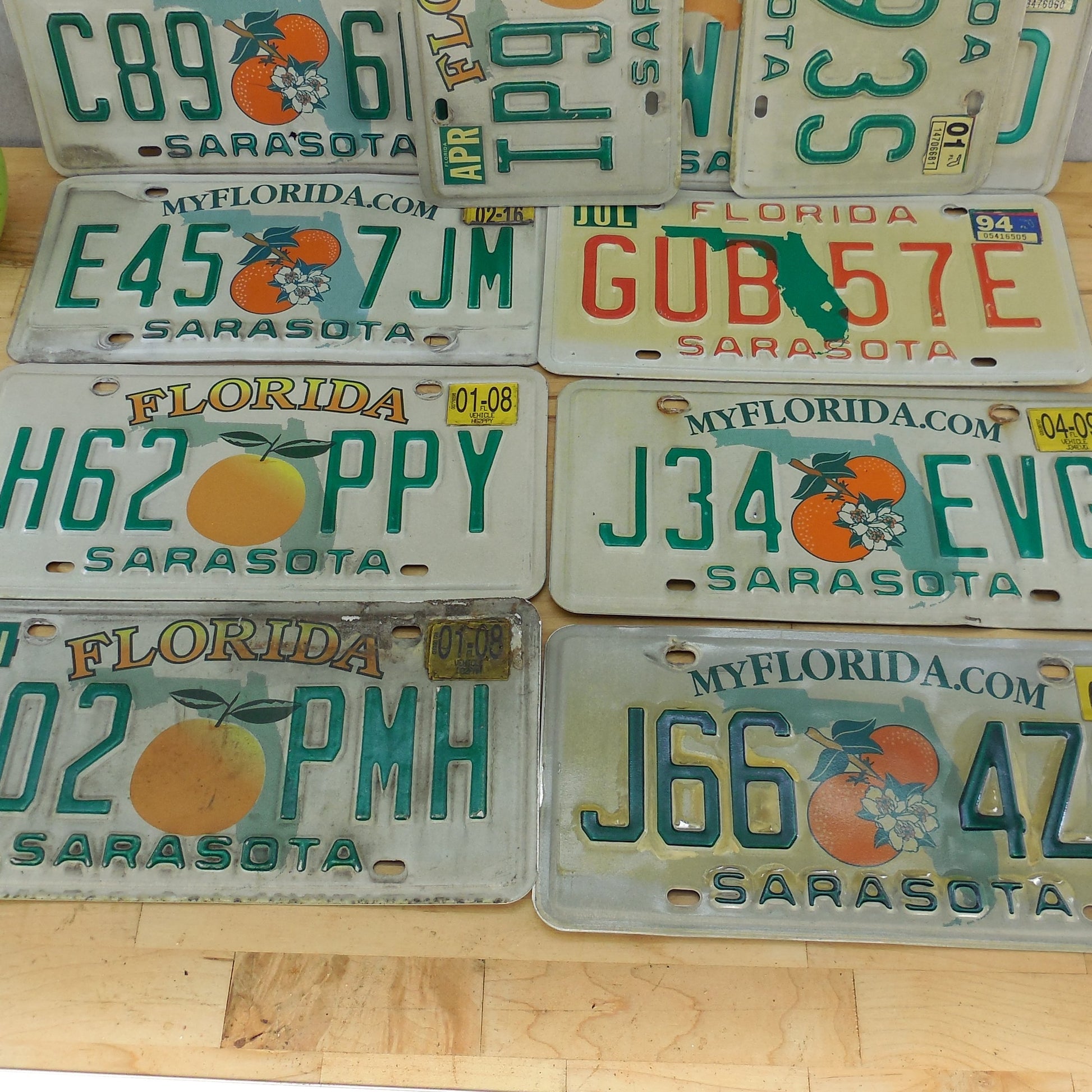 Sarasota County FL 10 Lot Retired License Plate Tags Craft Collect used