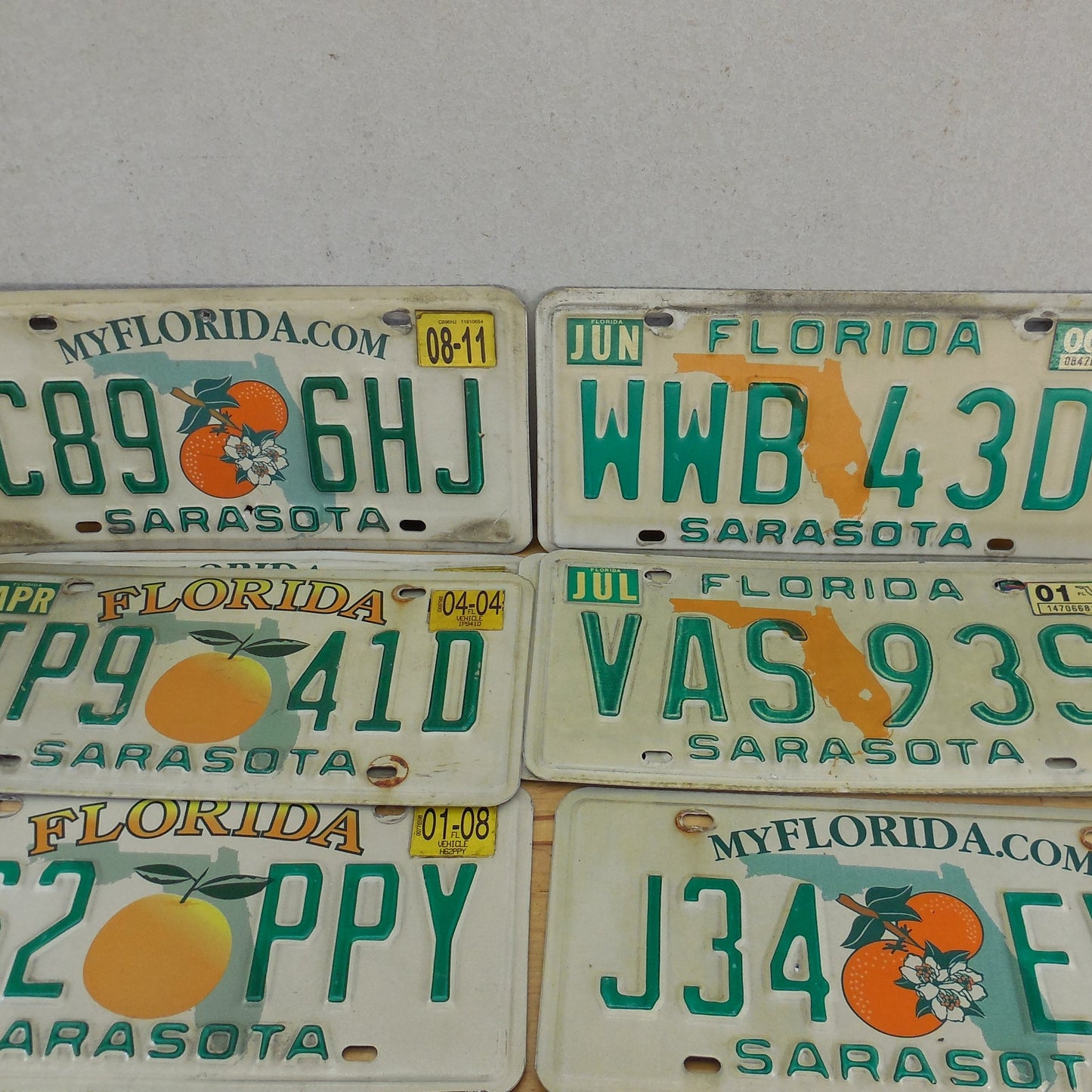 Sarasota County FL 10 Lot Retired License Plate Tags Craft Collect vintage