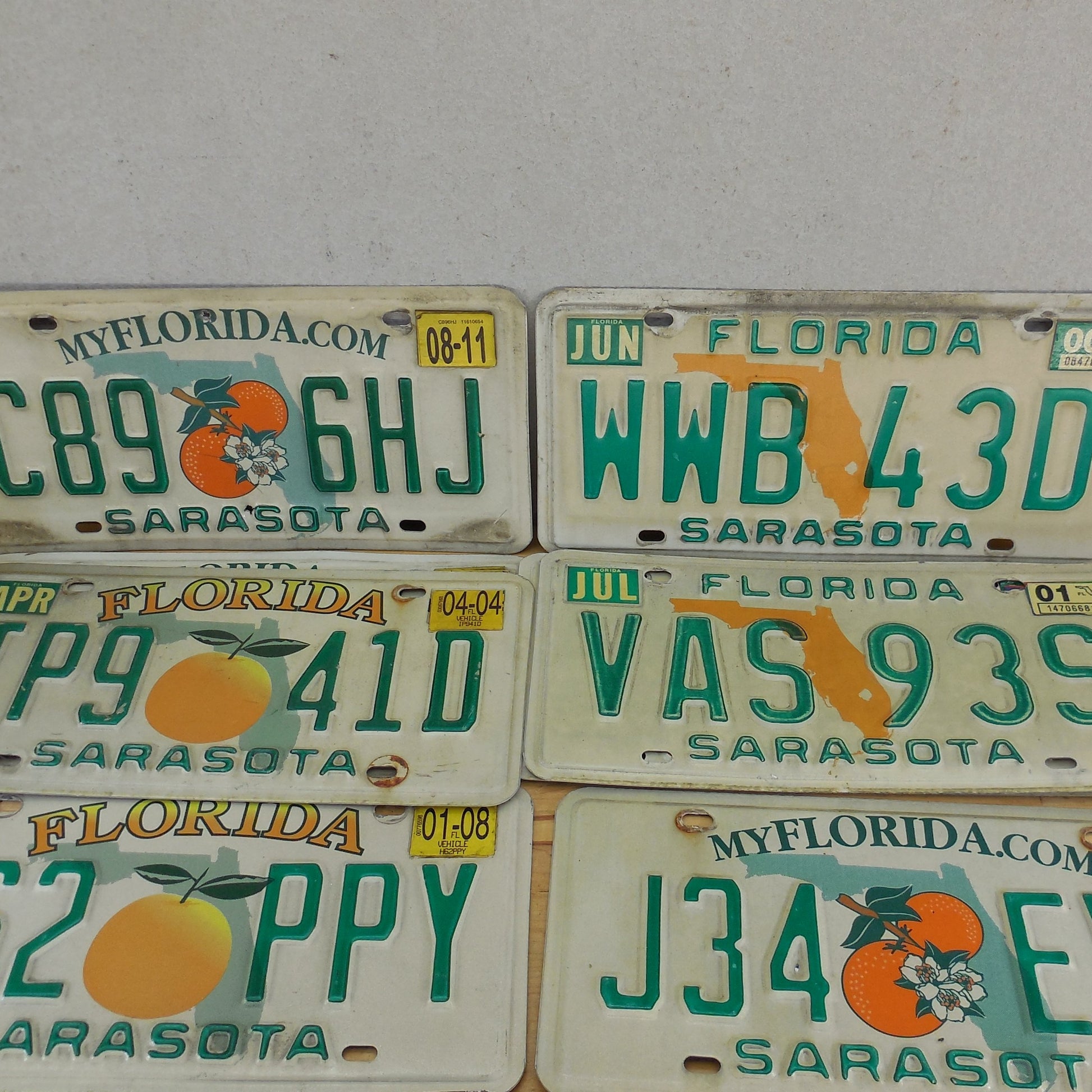 Sarasota County FL 10 Lot Retired License Plate Tags Craft Collect vintage