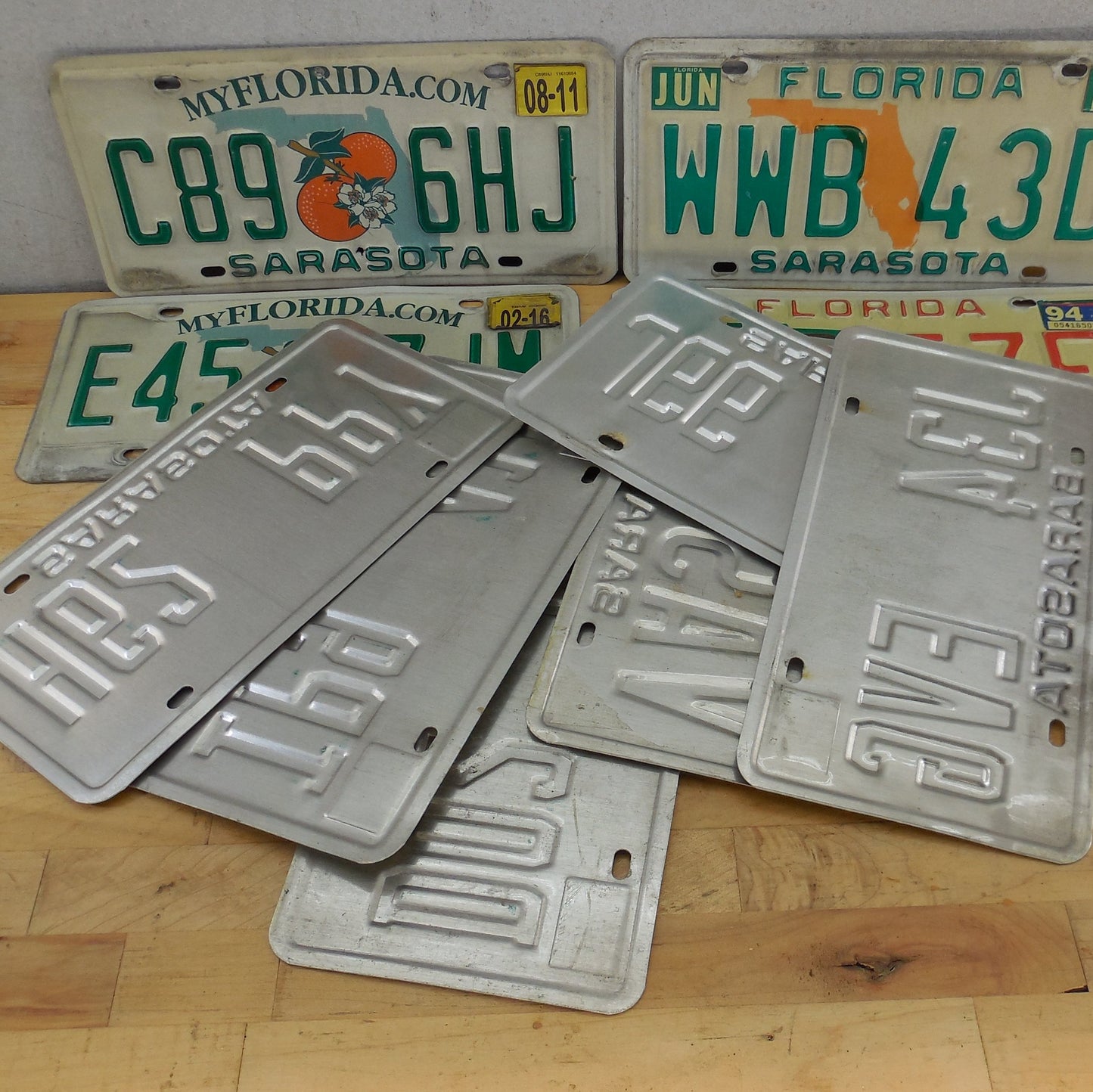 Sarasota County FL 10 Lot Retired License Plate Tags Craft Collect 1990's 2000's