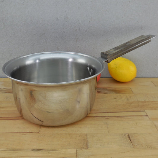 Farberware 1970's Advantage Stainless Tri-Ply 2 Quart Saucepan Birch Handle