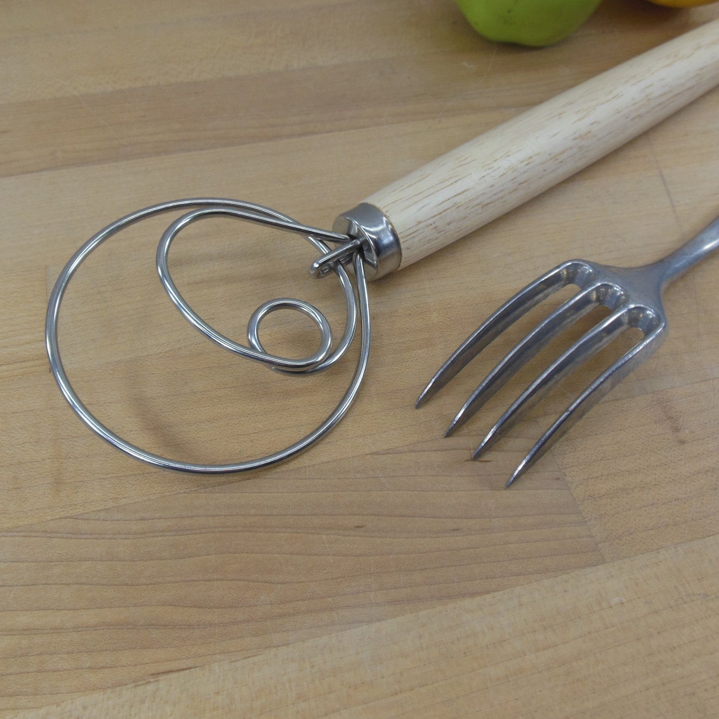 Coson Danish Style Dough Whip & Aluminum Blending Fork Used