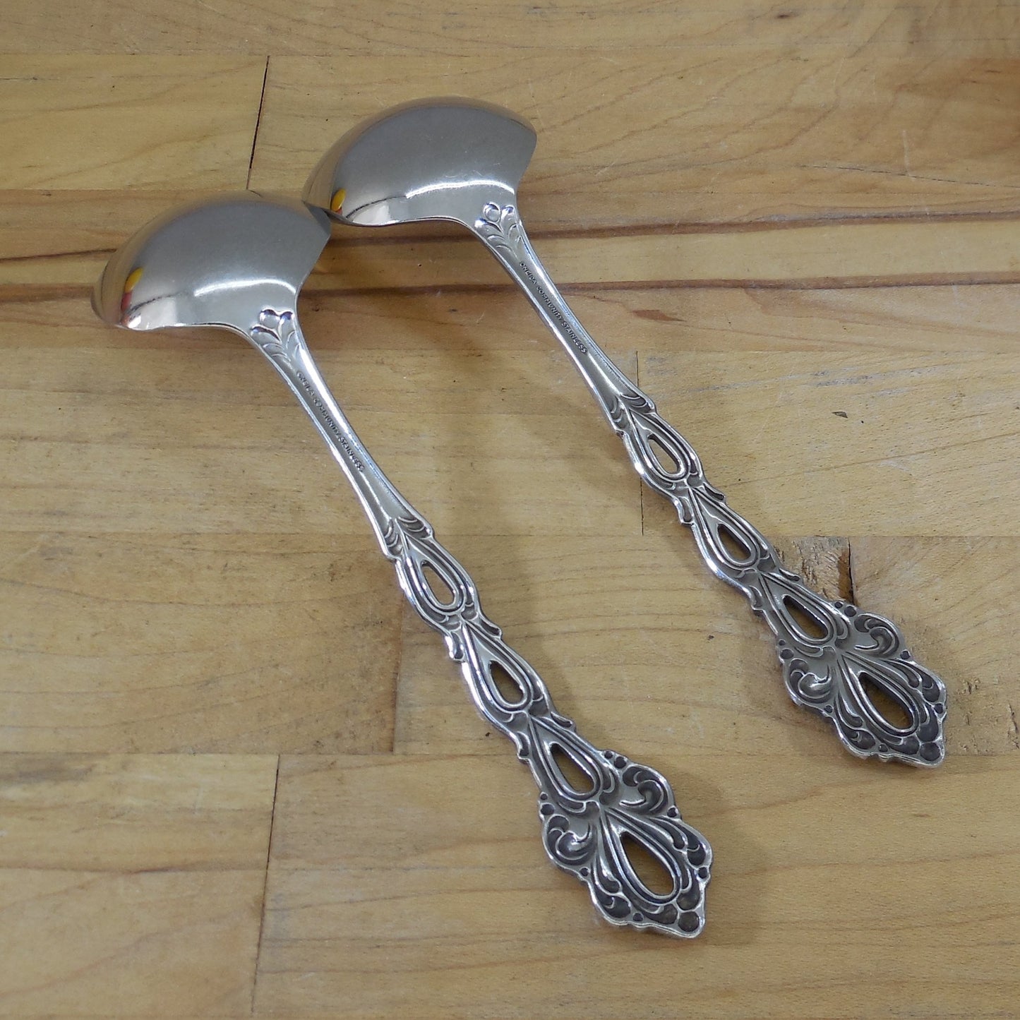 Oneida Community Stainless Chandelier Pair Cream Ladles Used