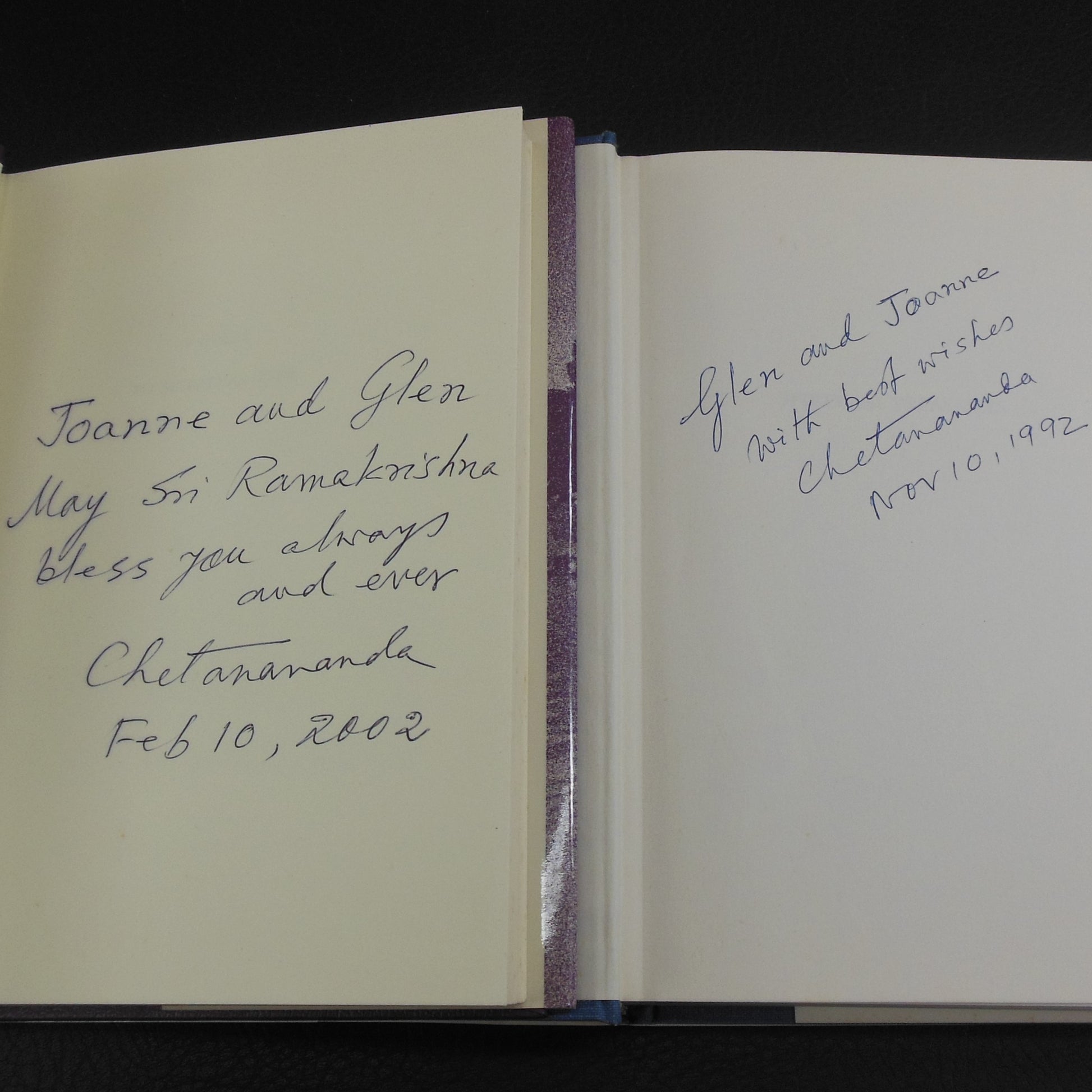 Swami Chetanananda 2 Signed Book Translations - Spiritual Treasures & A Guide To Spiritual Life Inscribed