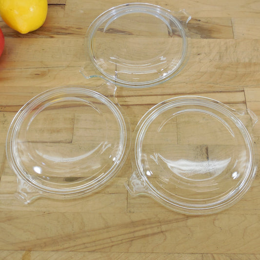 Pyrex Glass Clear Replacement lid 681-C For 019 Dish Lug Handles 3 Lot