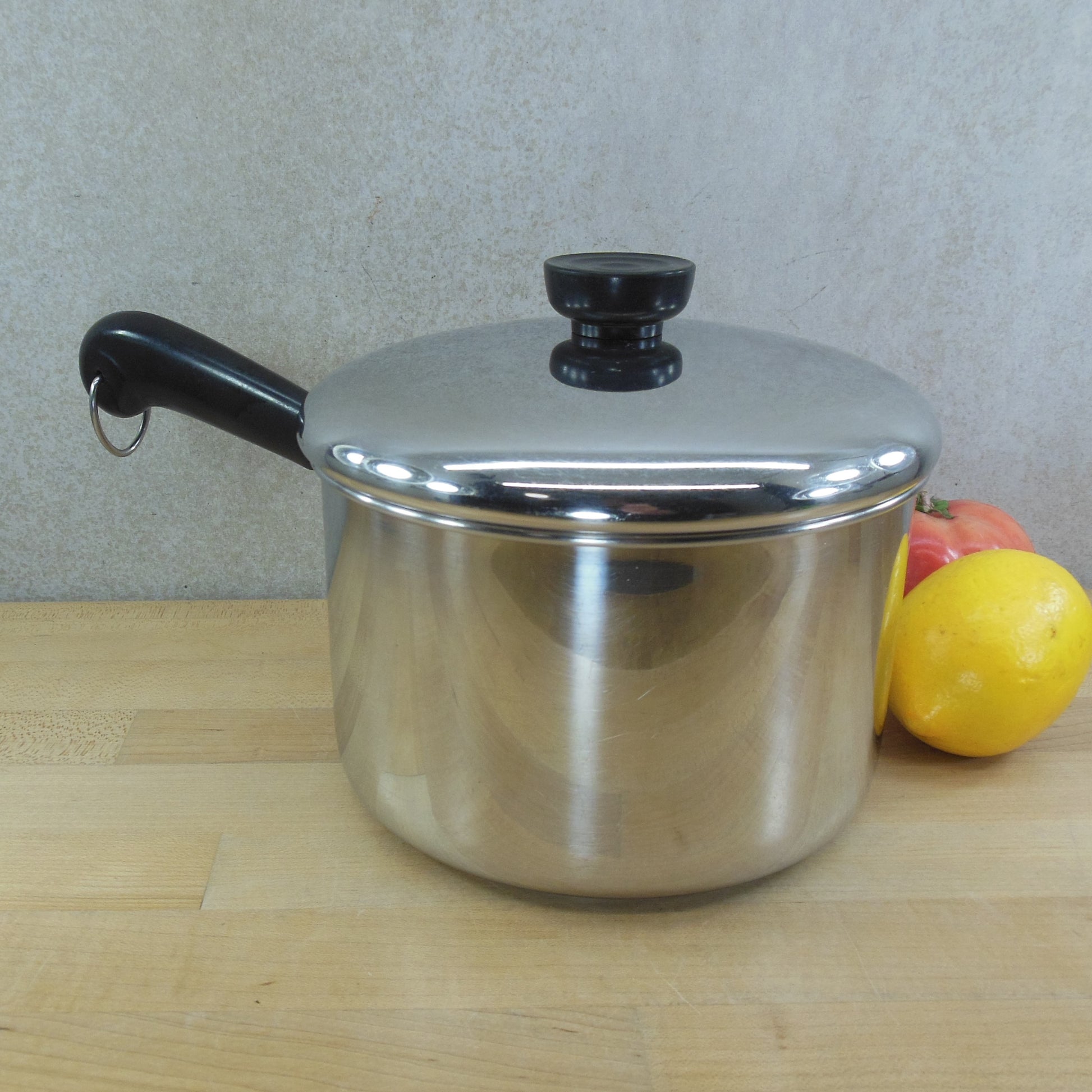 Vintage Revere Ware 1 Quart Saucepan Stainless Steel Copper Bottom with Lid